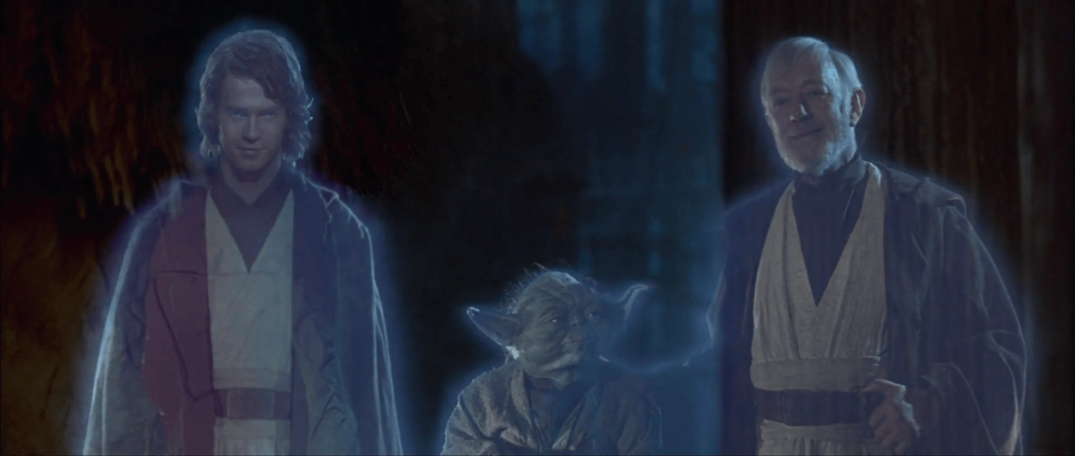 Anakin, Yoda et Obi-Wan, esprits lumineux dans la Force